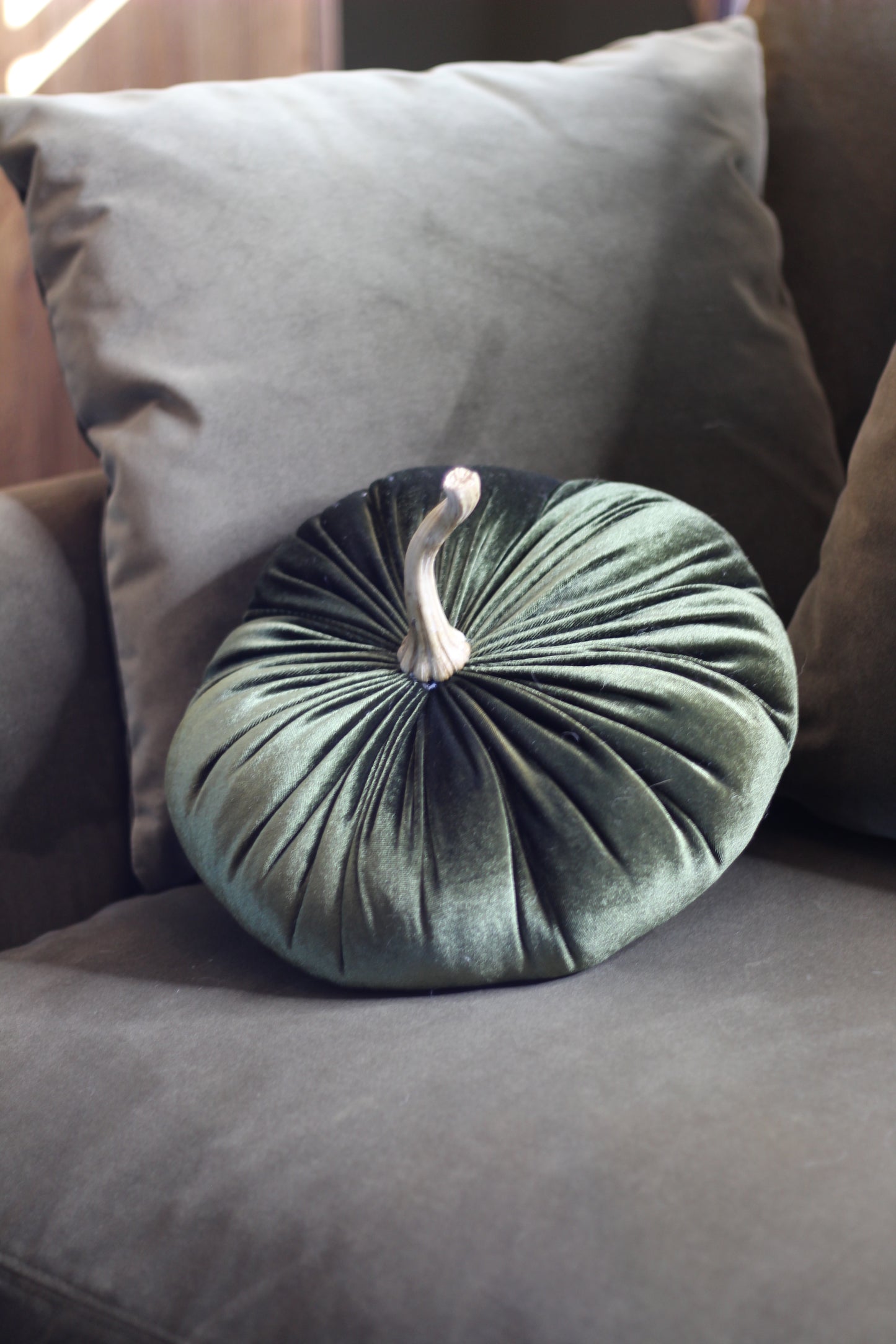 Green Velvet Pumpkin styled view – Leya Buster Interiors