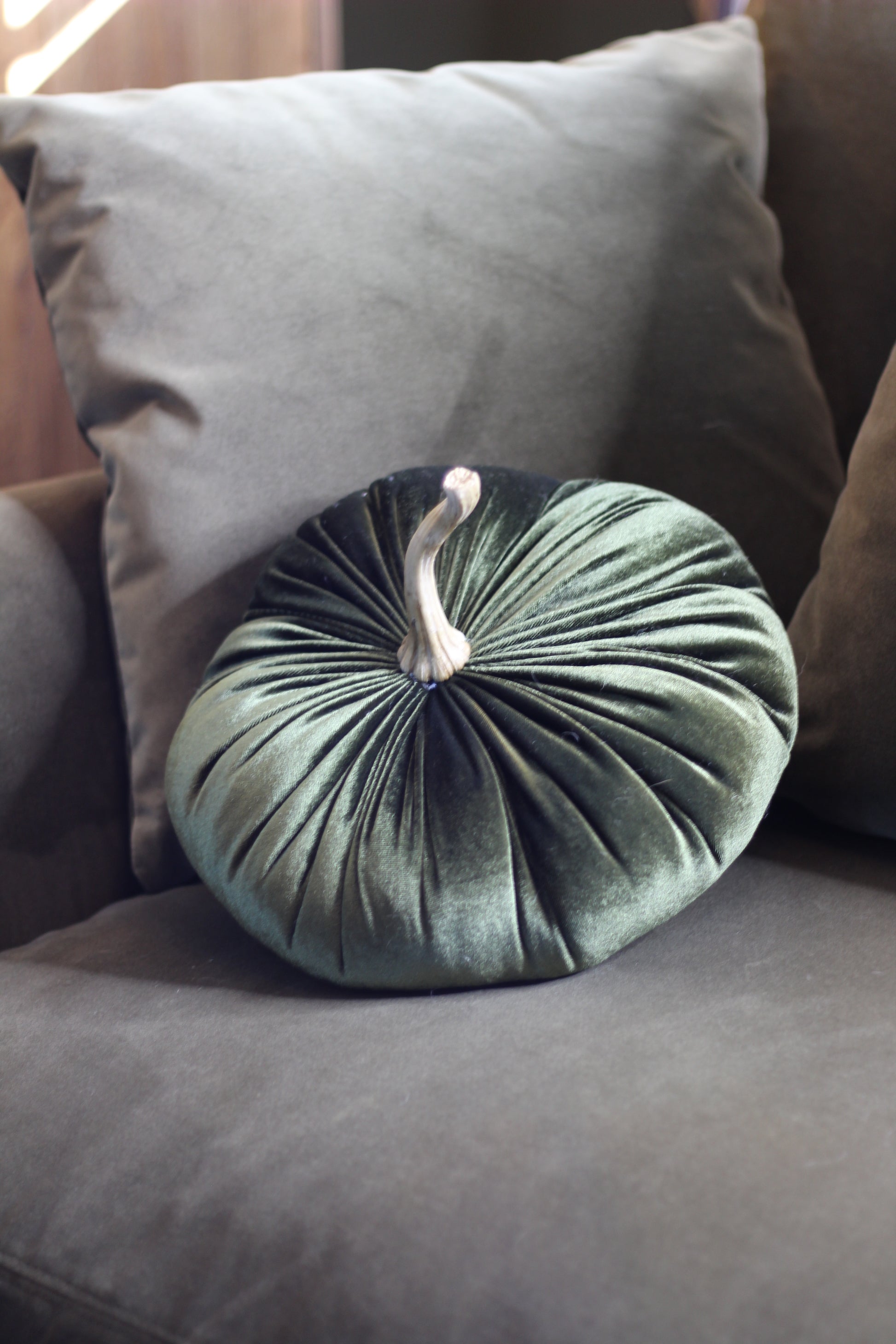 Green Velvet Pumpkin styled view – Leya Buster Interiors