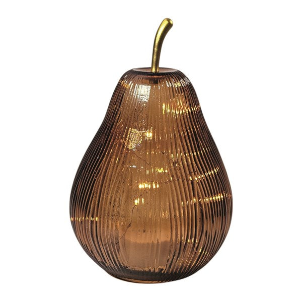 LED Amber Ribbed Decorative Glass Pear