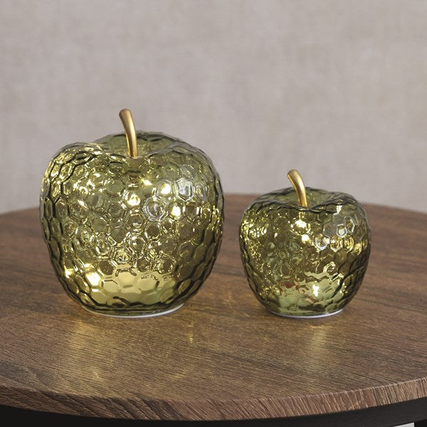 LED Green Decorative Glass Apple - Large