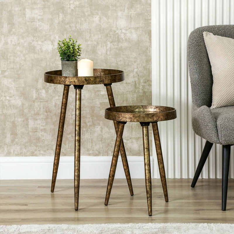 Aurelia Antique Gold Nesting Tables – Set of 2