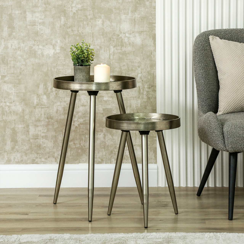 The Valentina Champagne Gold Nesting Tables – Set of 2