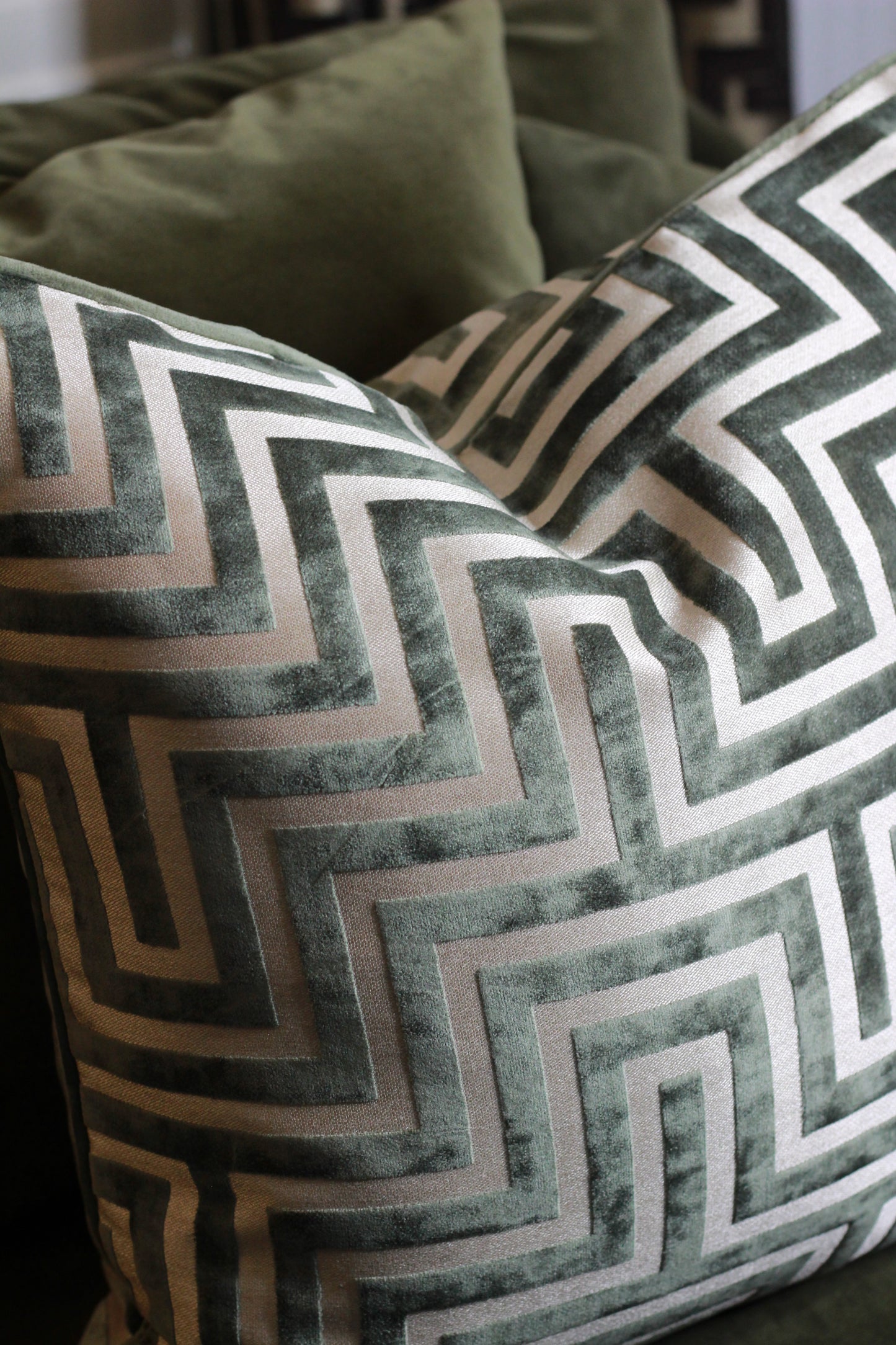 Sage Amaze Velvet Cut Cushion - Large