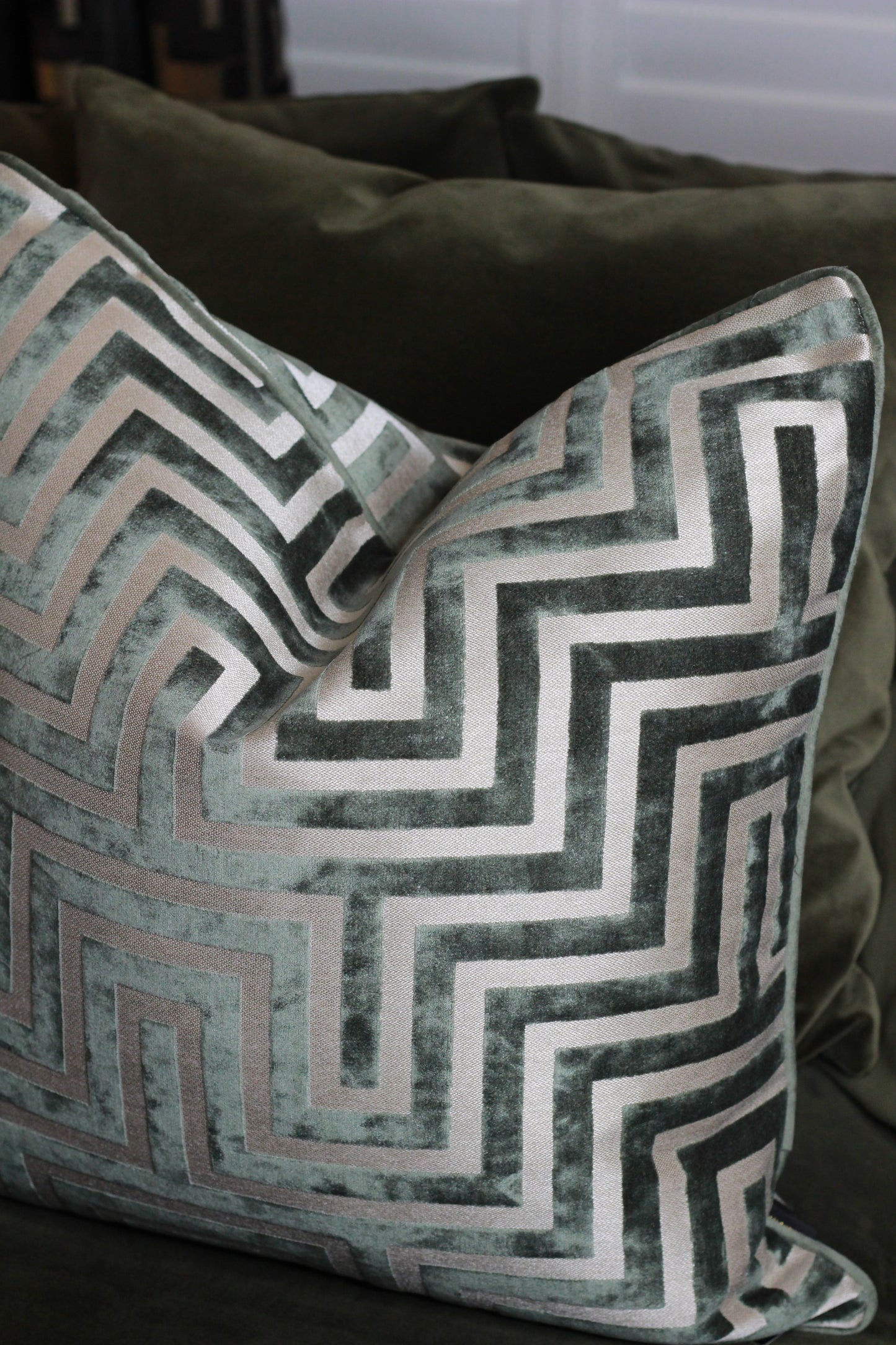 Sage Amaze Velvet Cut Cushion - Large