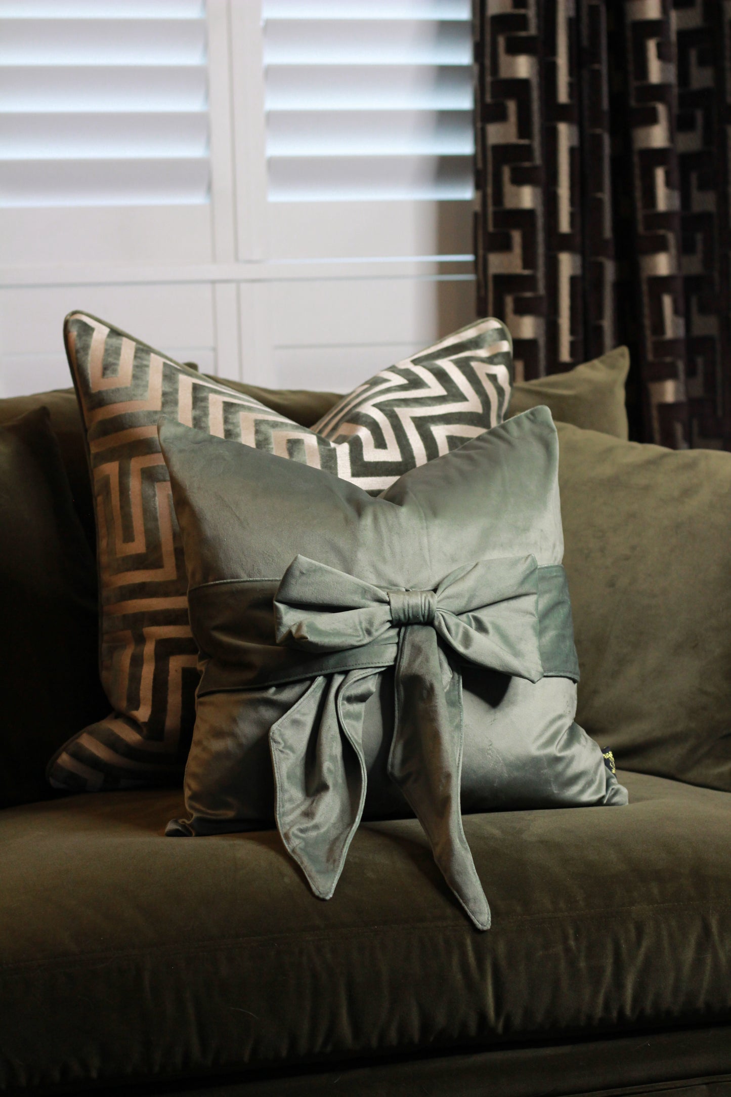 Sage Amaze Velvet Cut Cushion - Large