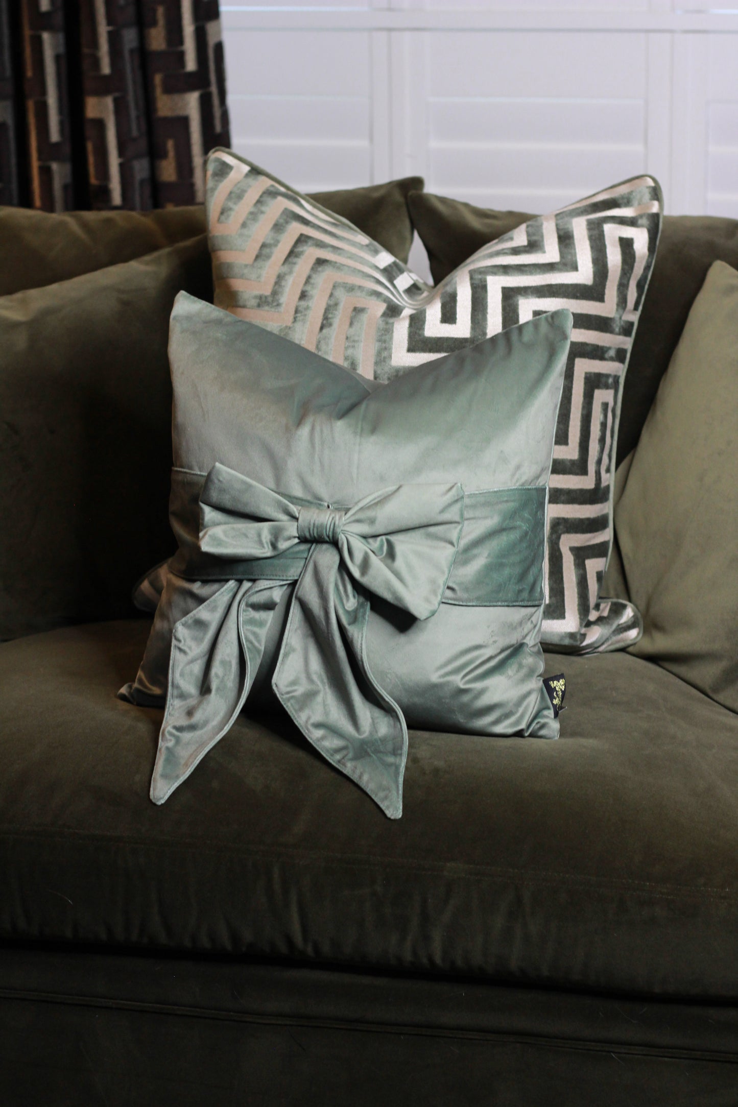 Sage Amaze Velvet Cut Cushion - Large
