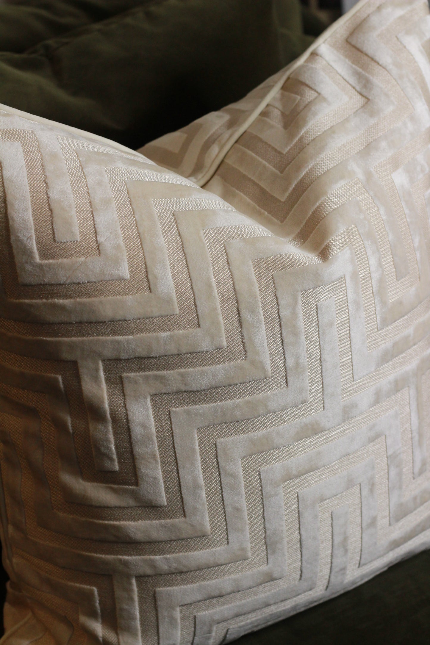 Ivory Amaze Velvet Cut Cushion - Large