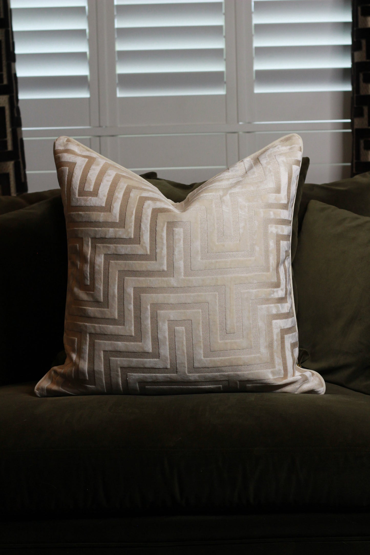 Ivory Amaze Velvet Cut Cushion - Large