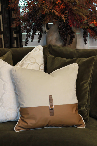 Buckle Cushion – Neutral styled view – Leya Buster Interiors