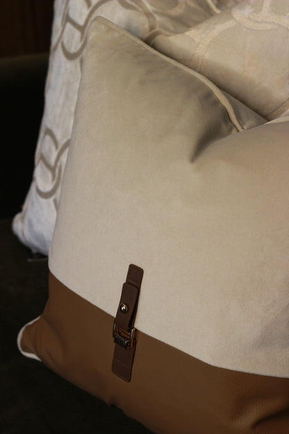 Buckle Cushion – Neutral styled view – Leya Buster Interiors