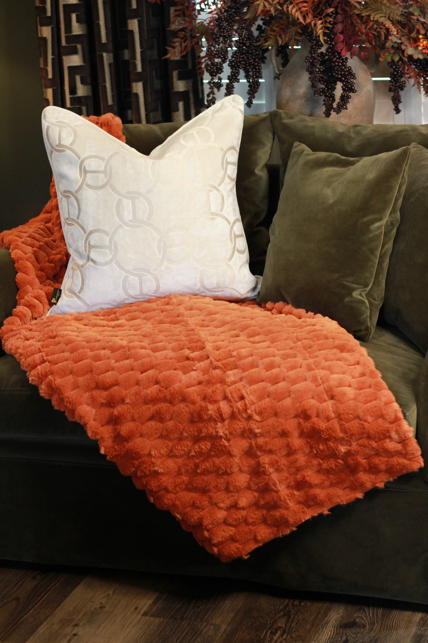 Burnt Orange Faux Fur Throw