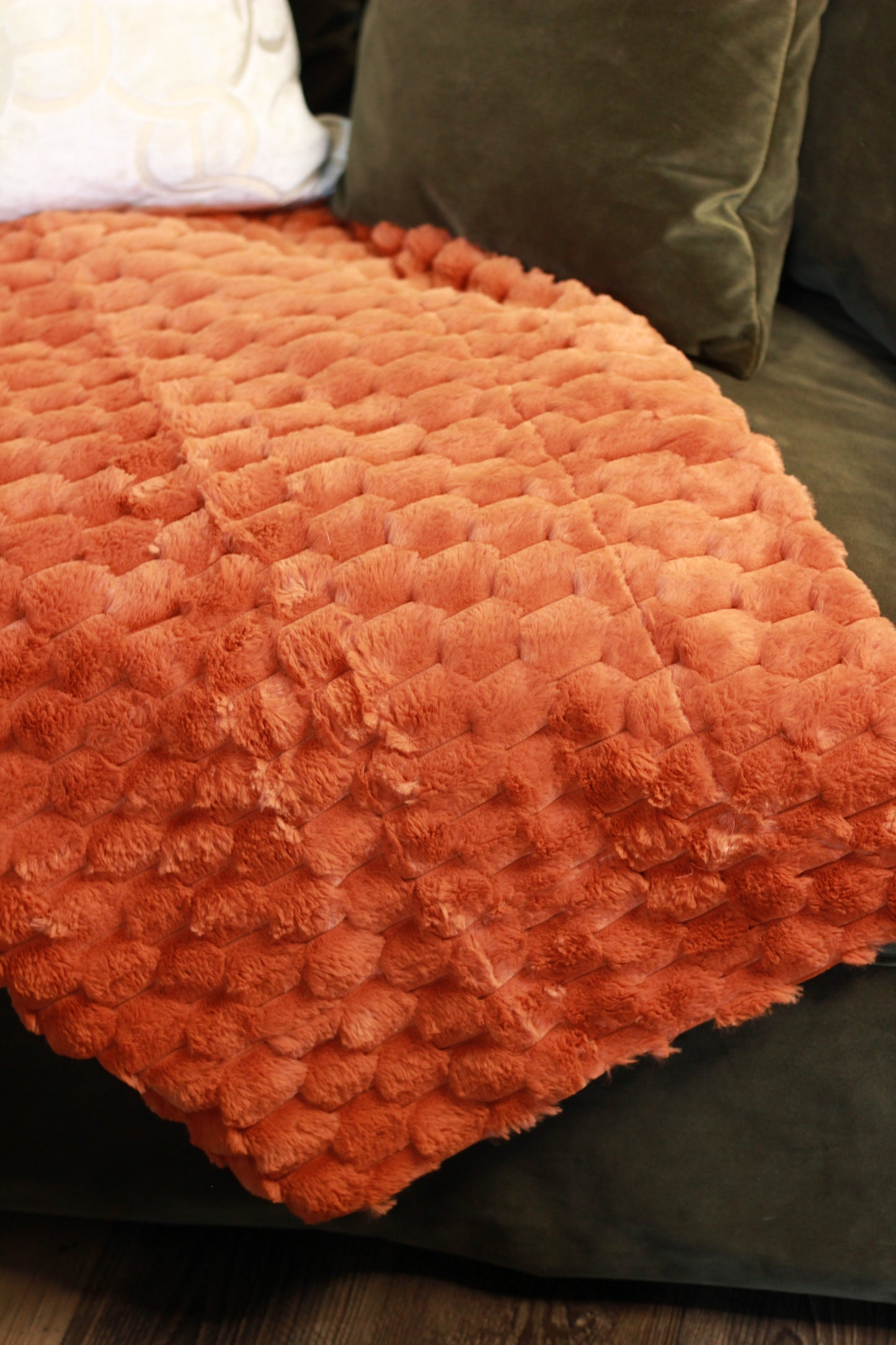 Burnt Orange Faux Fur Throw