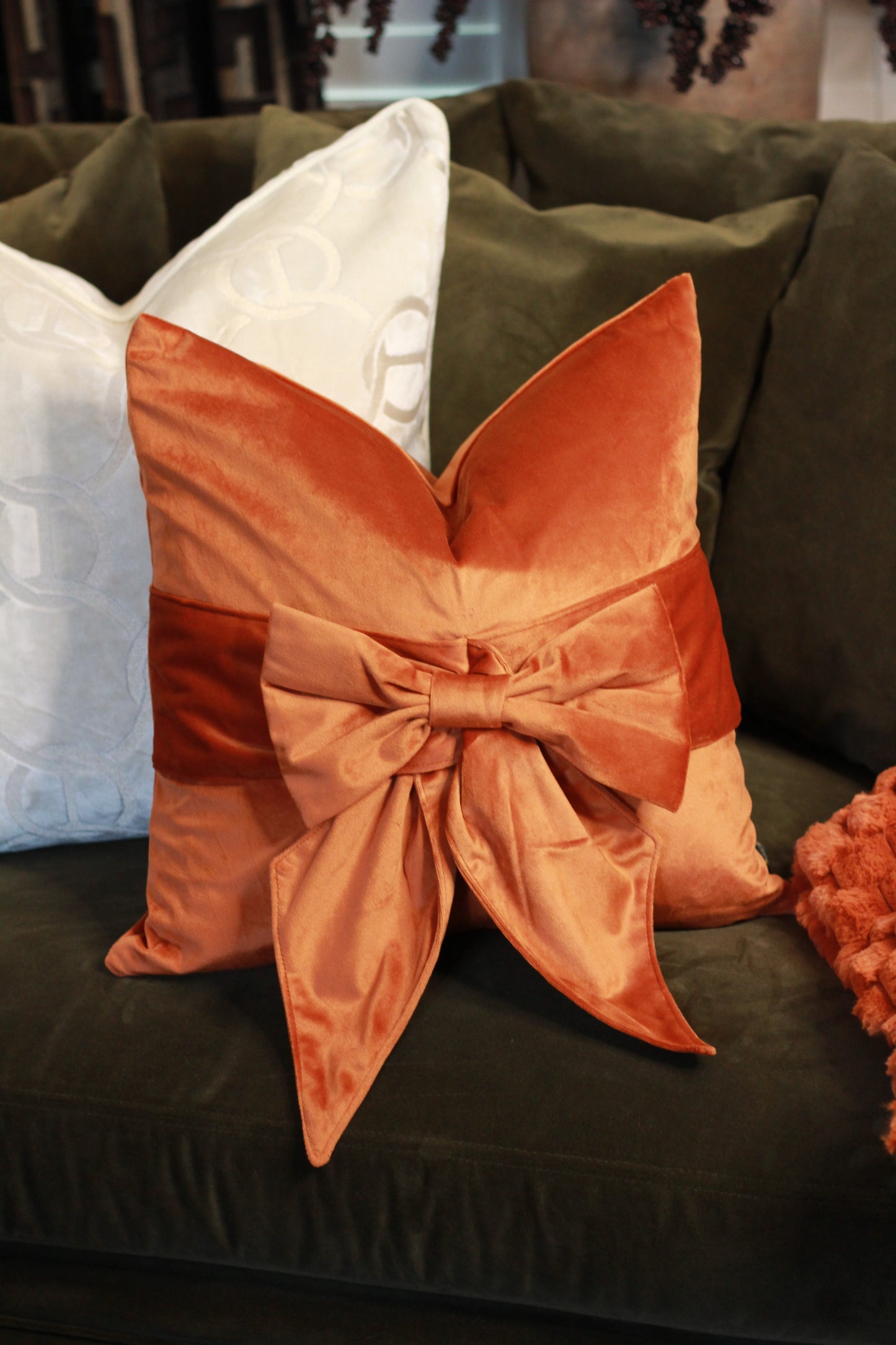 Bow Cushion - Orange