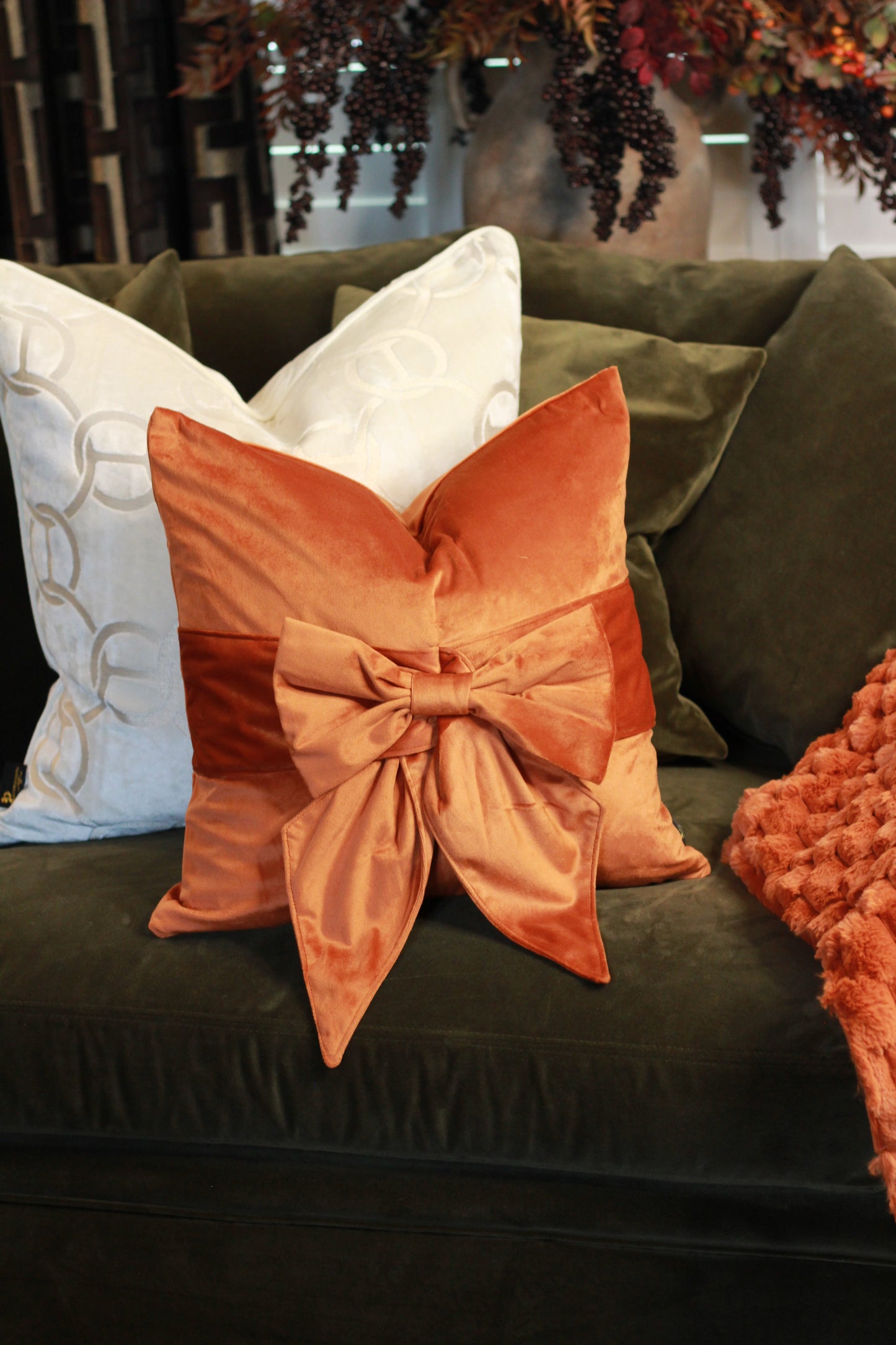Bow Cushion - Orange