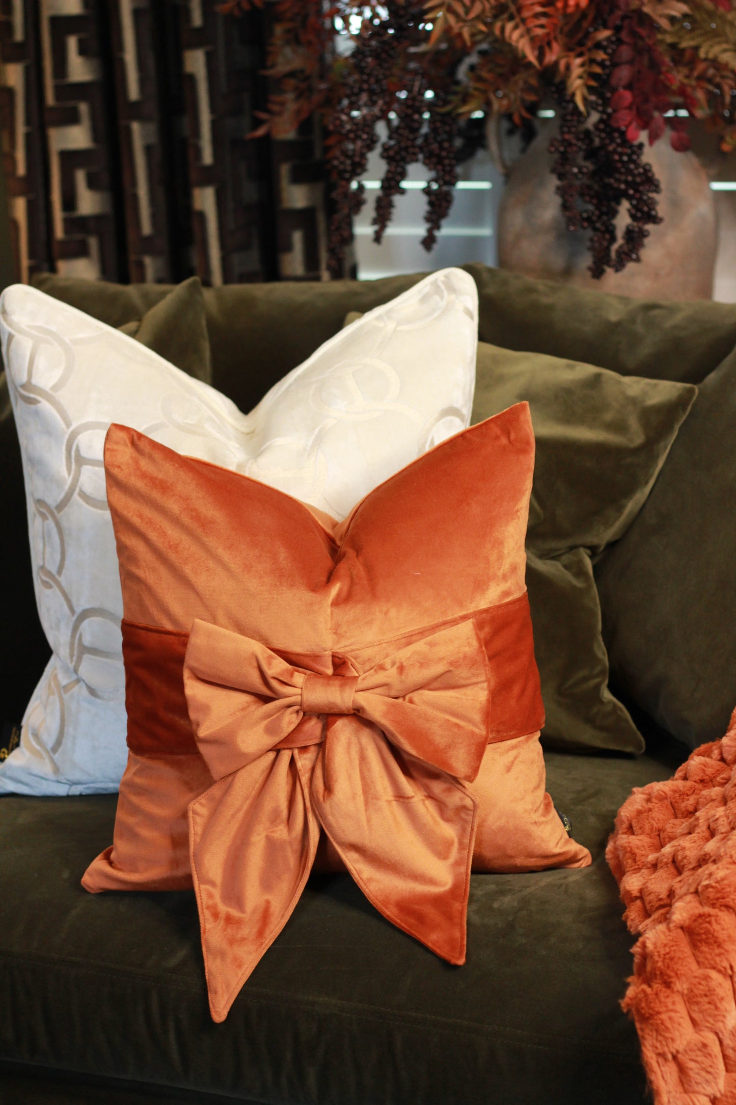 Bow Cushion - Orange