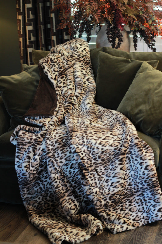 Eartha Leopard Print Faux Fur Throw