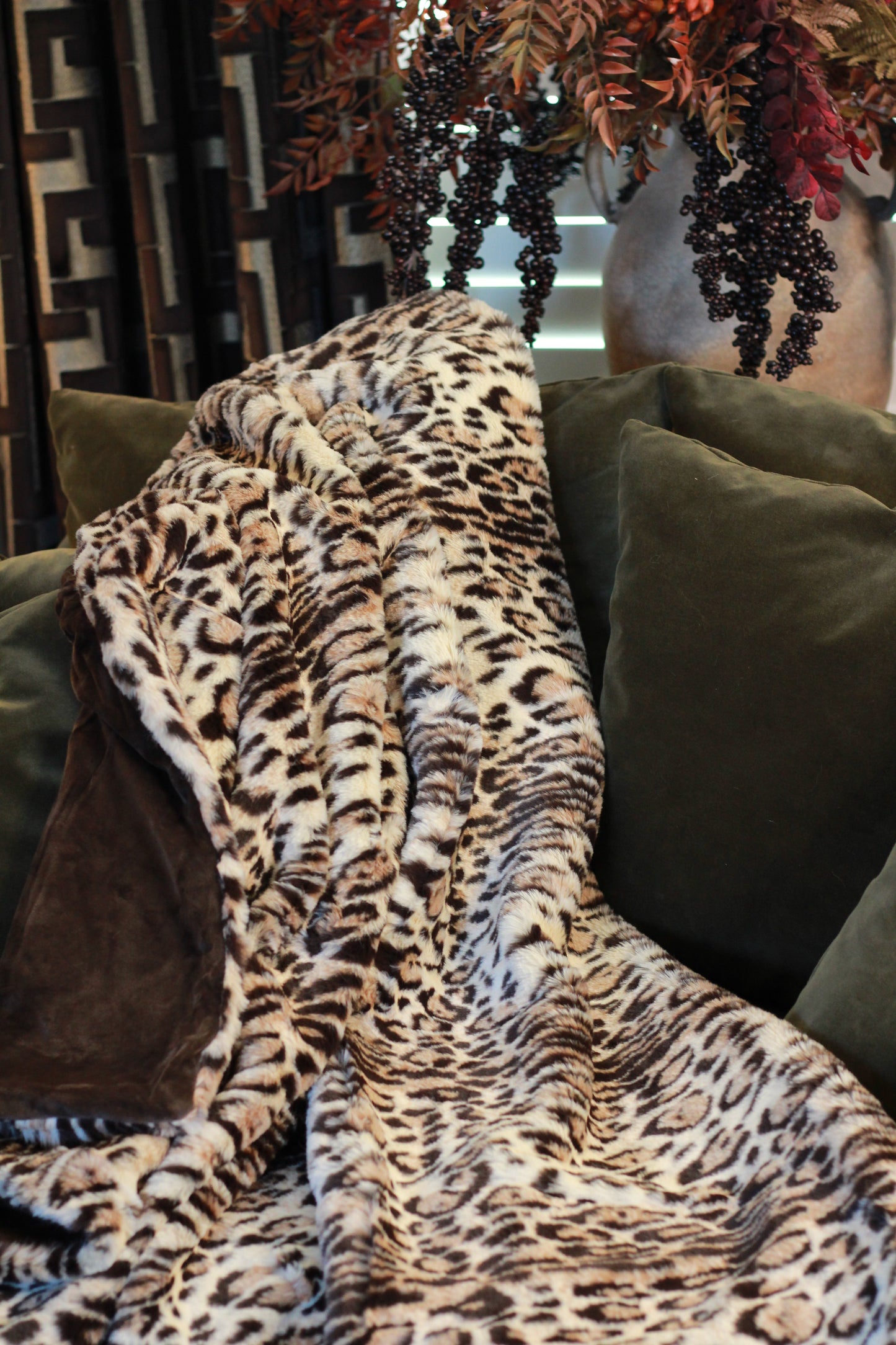 Eartha Leopard Print Faux Fur Throw