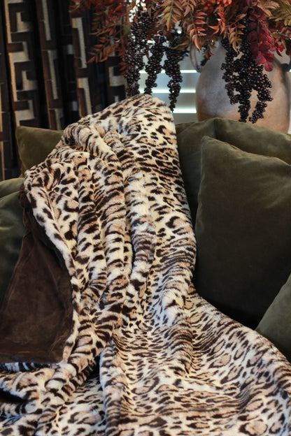 Eartha Leopard Print Faux Fur Throw styled view – Leya Buster Interiors
