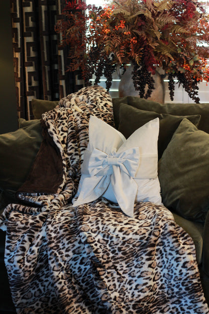 Eartha Leopard Print Faux Fur Throw styled view – Leya Buster Interiors
