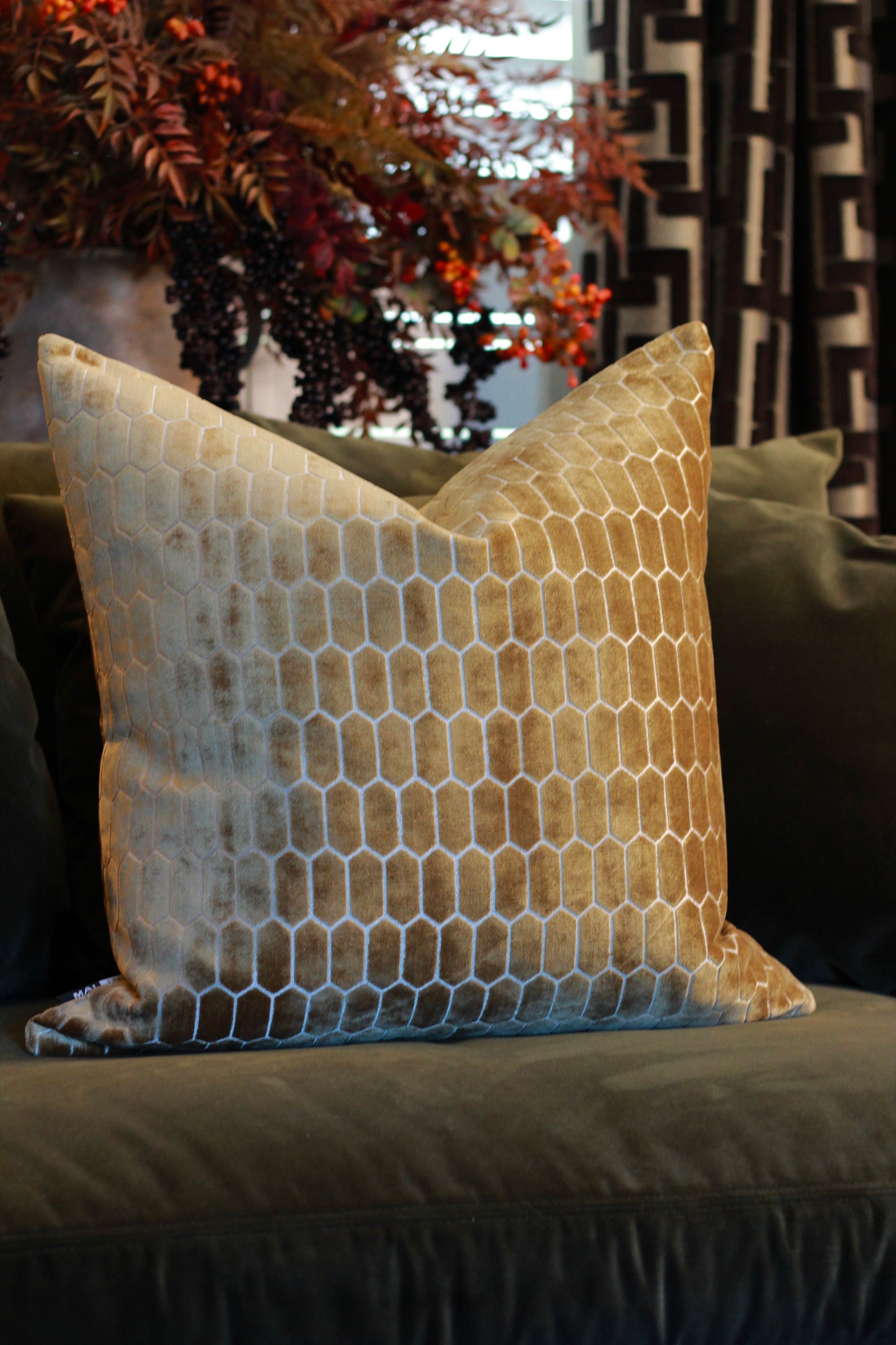 Sinclair Honeycomb Cushion – Whiskey Velvet