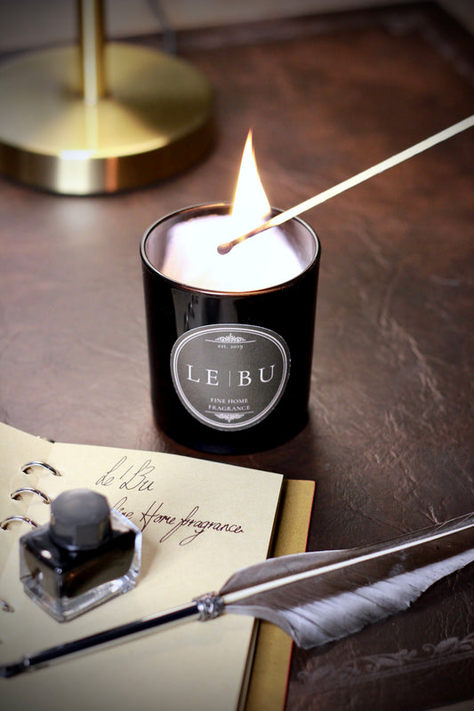 Gentlemans Lounge – Cotton Wick Candle styled view – Leya Buster Interiors
