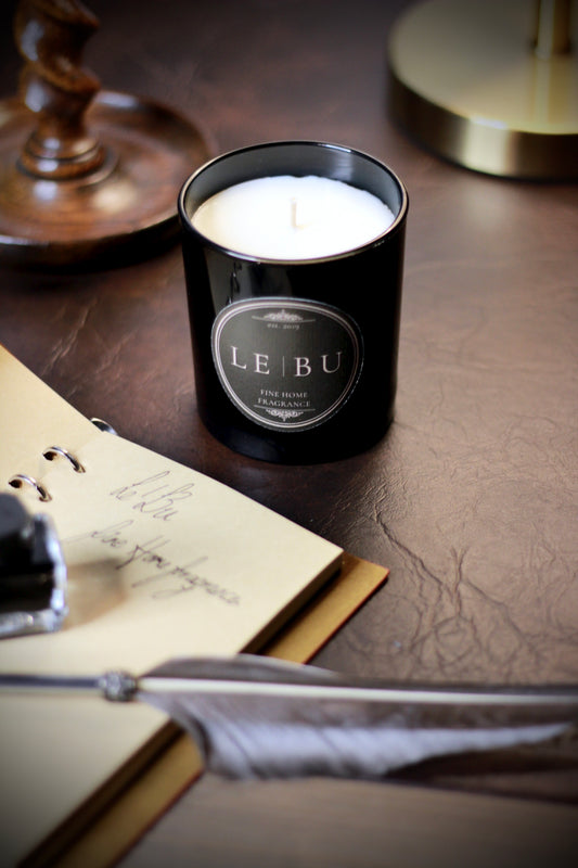 Gentlemans Lounge – Cotton Wick Candle styled view – Leya Buster Interiors