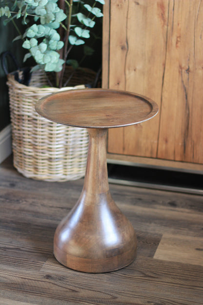 Small Mango Wood Pedestal Side Table – side table at Leya Buster Interiors