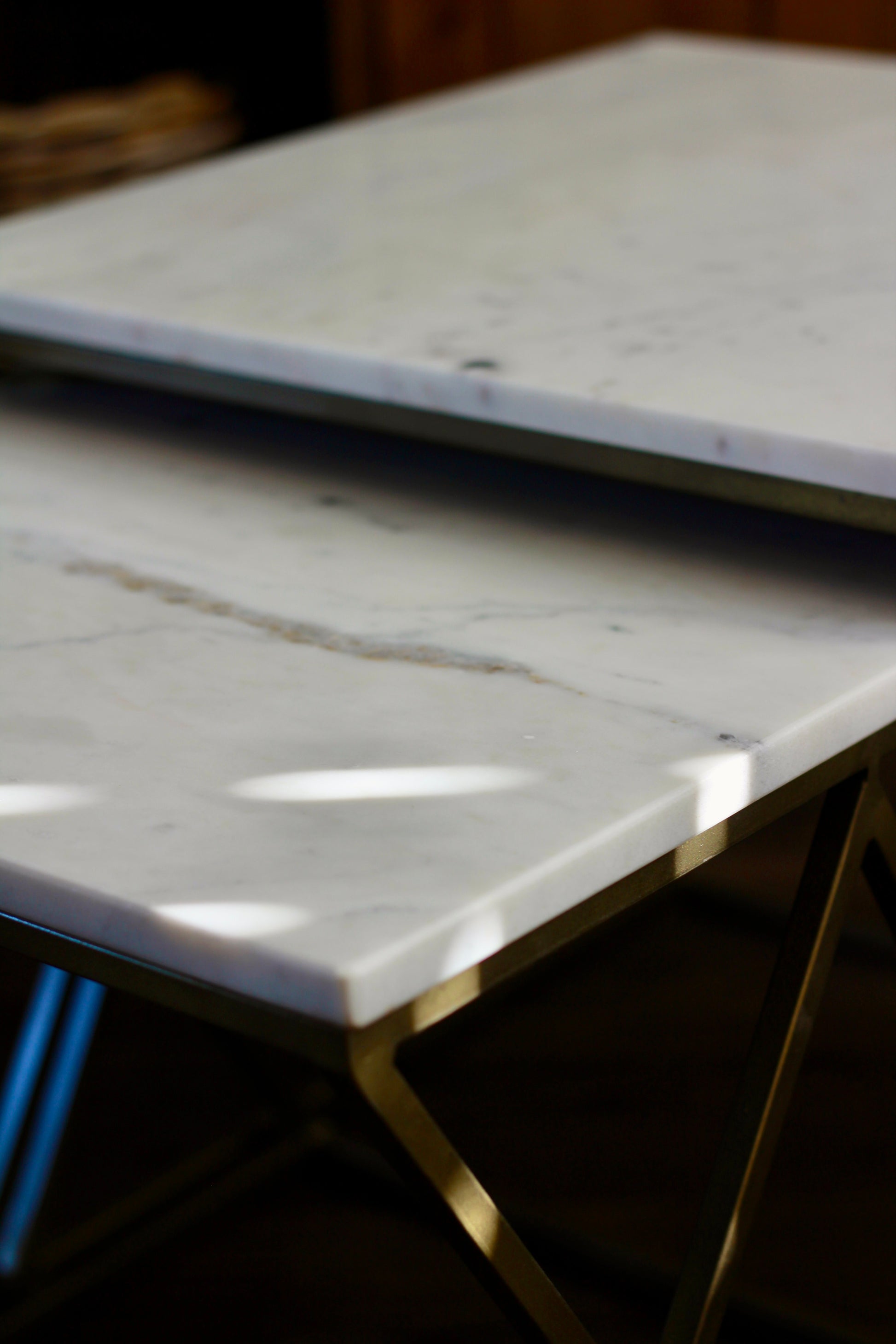 White Rajasthani Marble Nest of Tables styled view – Leya Buster Interiors