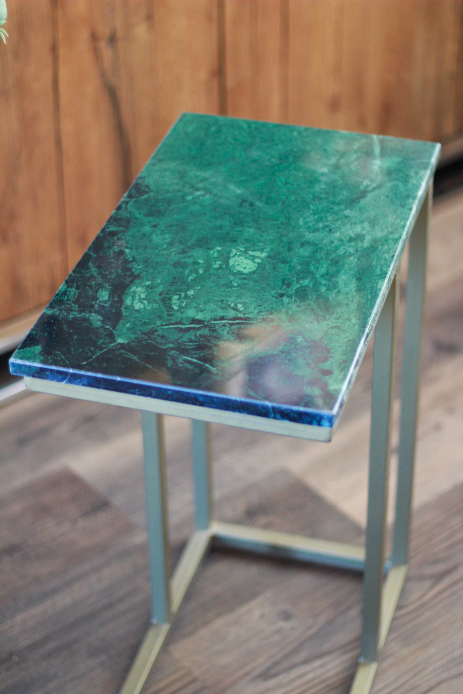 Forest Green Rajasthani Marble Sofa Side Table styled view – Leya Buster Interiors