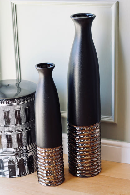 Black & Bronze Textured Floor Vase | Small & Large styled view – Leya Buster Interiors