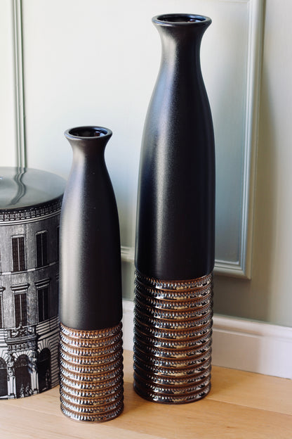 Black & Bronze Textured Floor Vase | Small & Large styled view – Leya Buster Interiors