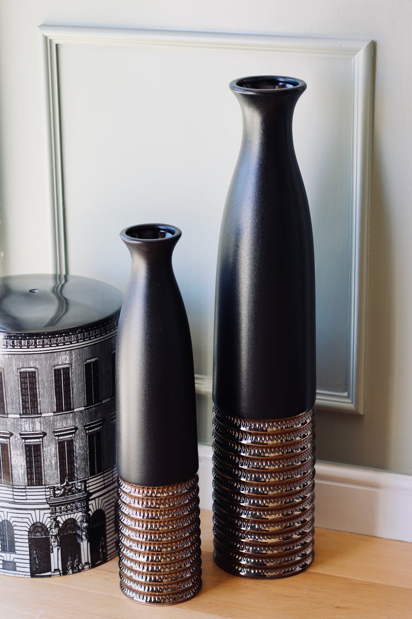 Black & Bronze Textured Floor Vase | Small & Large – decorative vase at Leya Buster Interiors