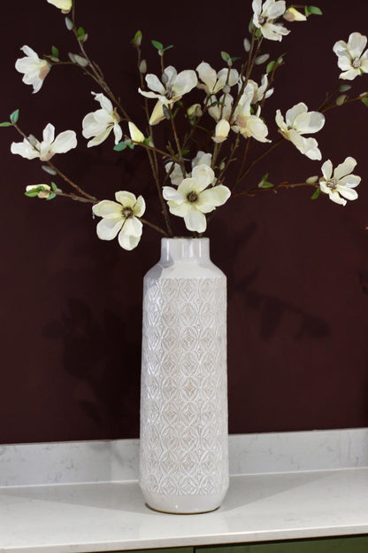 White Carved Ceramic Vase | Small & Large styled view – Leya Buster Interiors