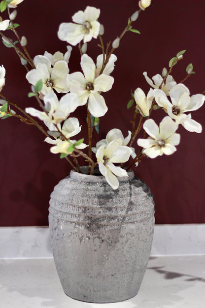 Antique Grey Terracotta Pot Vase styled view – Leya Buster Interiors