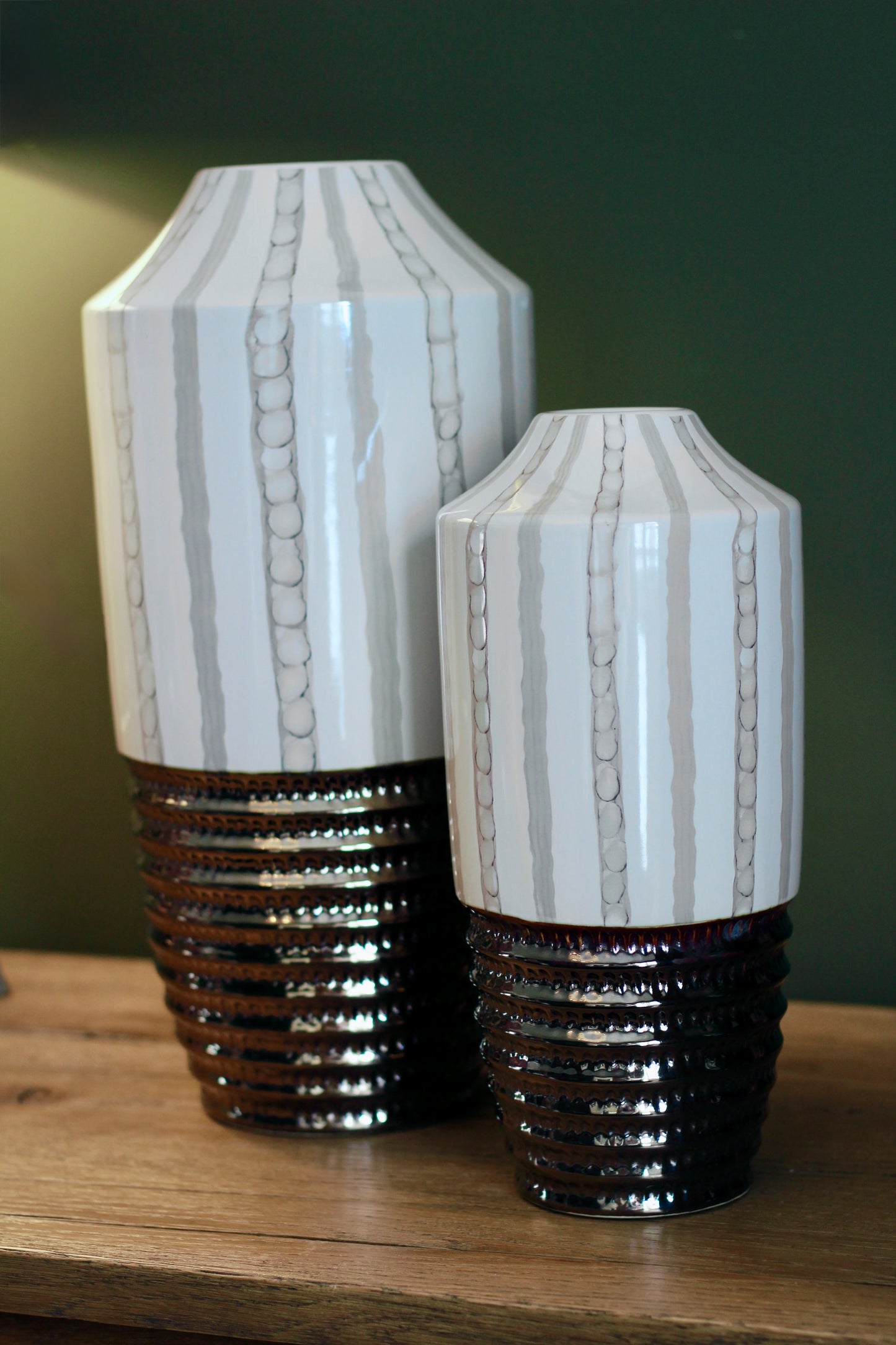 Cream & Bronze Textured Ceramic Vase | Small & Large styled view – Leya Buster Interiors