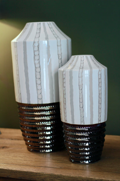 Cream & Bronze Textured Ceramic Vase | Small & Large styled view – Leya Buster Interiors