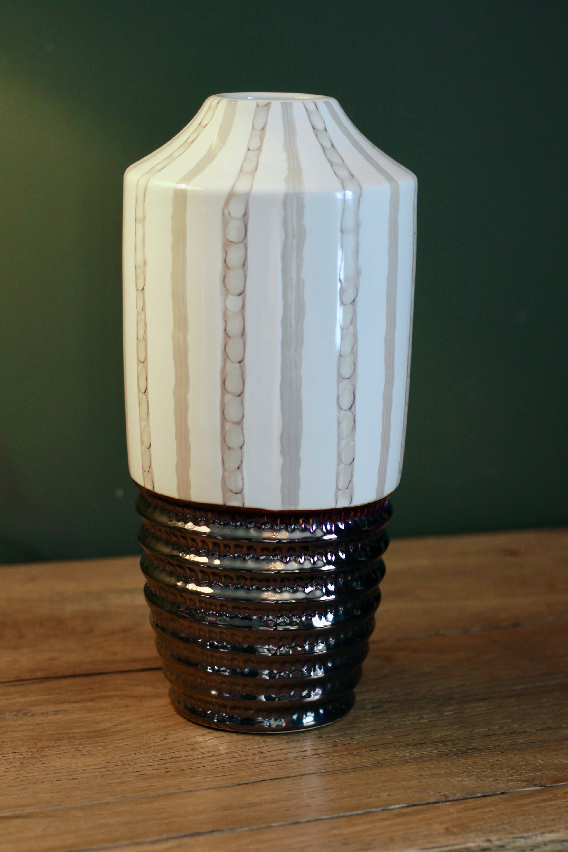 Cream & Bronze Textured Ceramic Vase | Small & Large styled view – Leya Buster Interiors