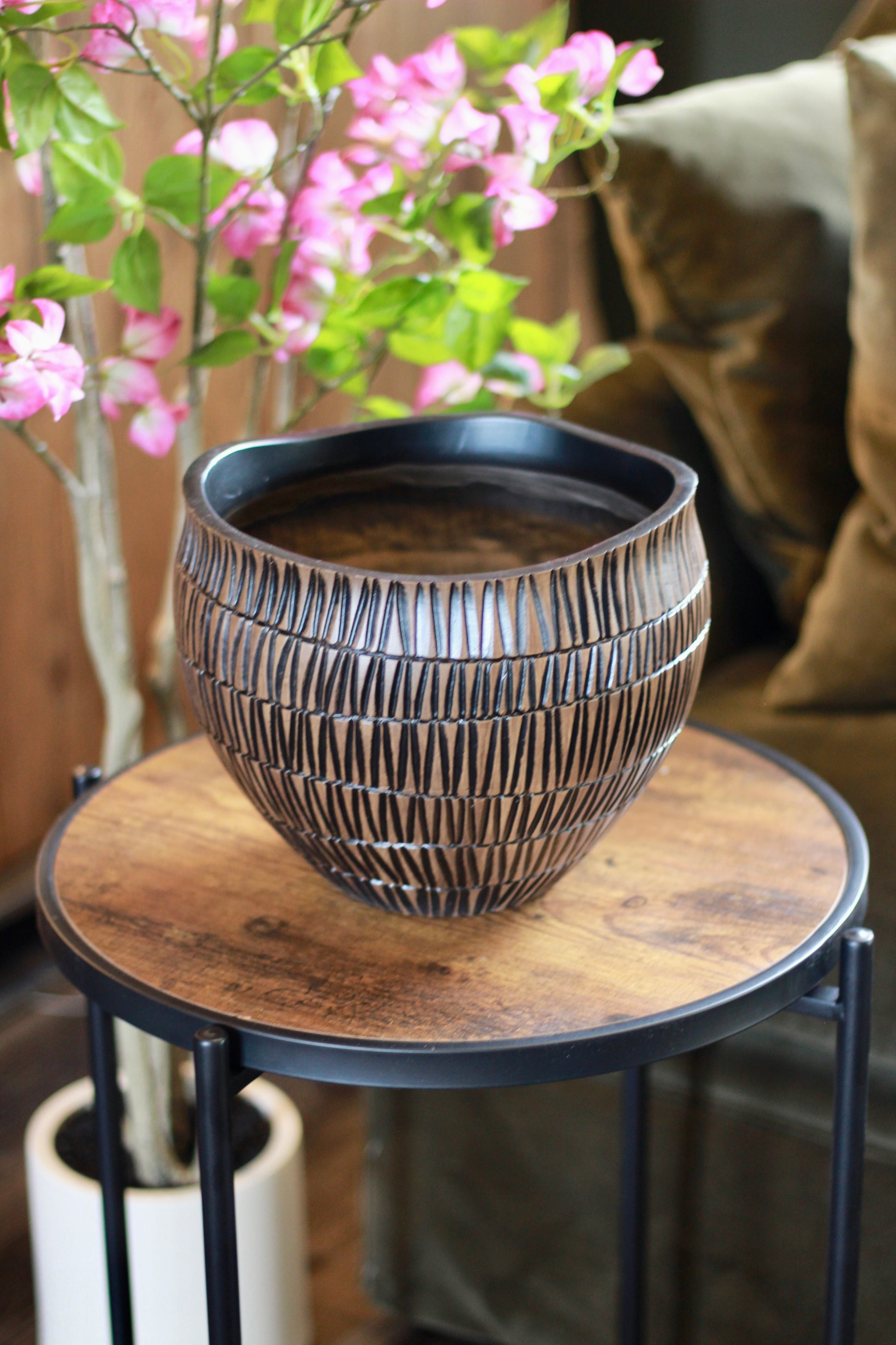Carved Black & Brown Decorative Bowl detail – Leya Buster Interiors