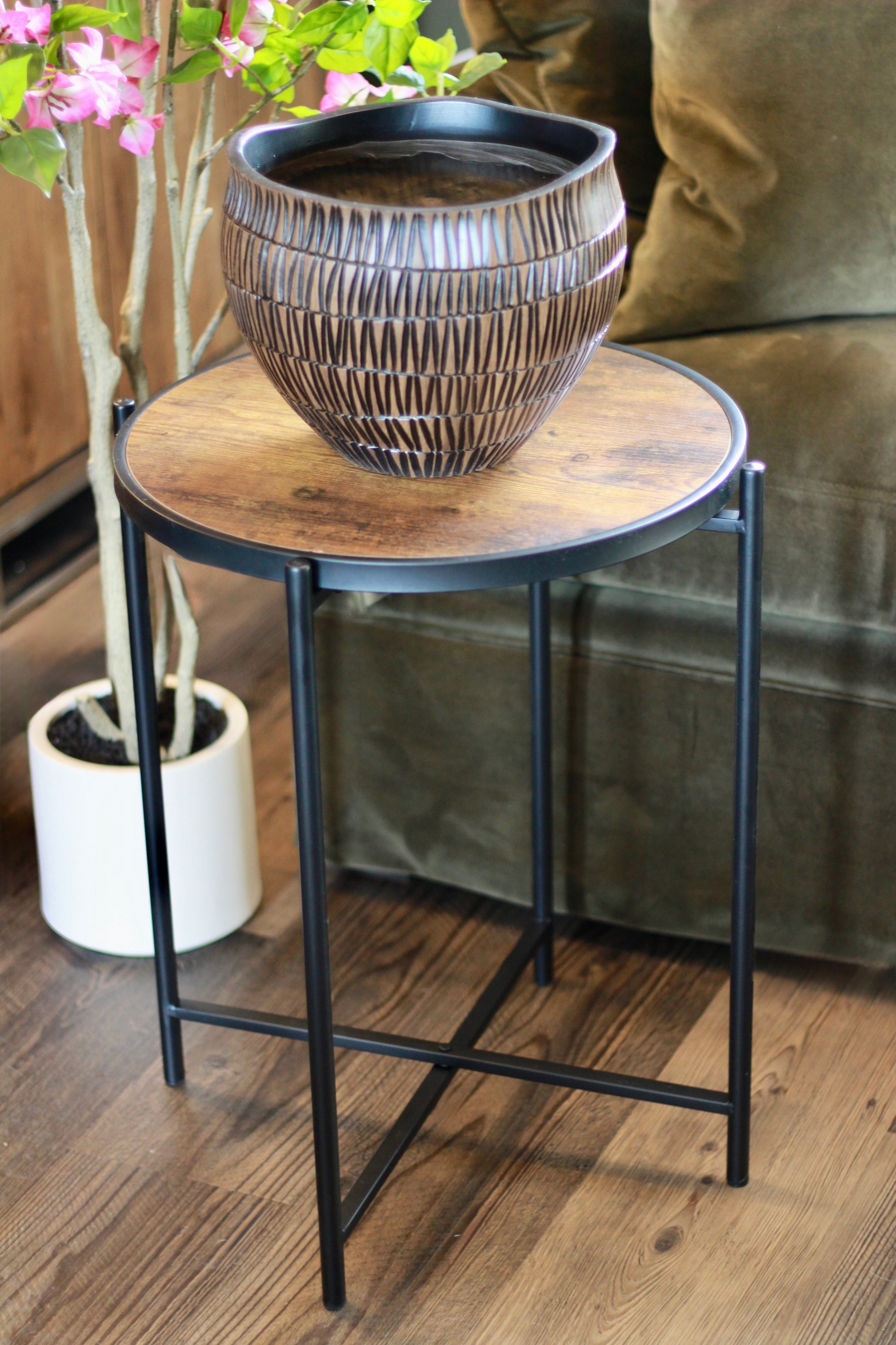 Carved Black & Brown Decorative Bowl styled view – Leya Buster Interiors