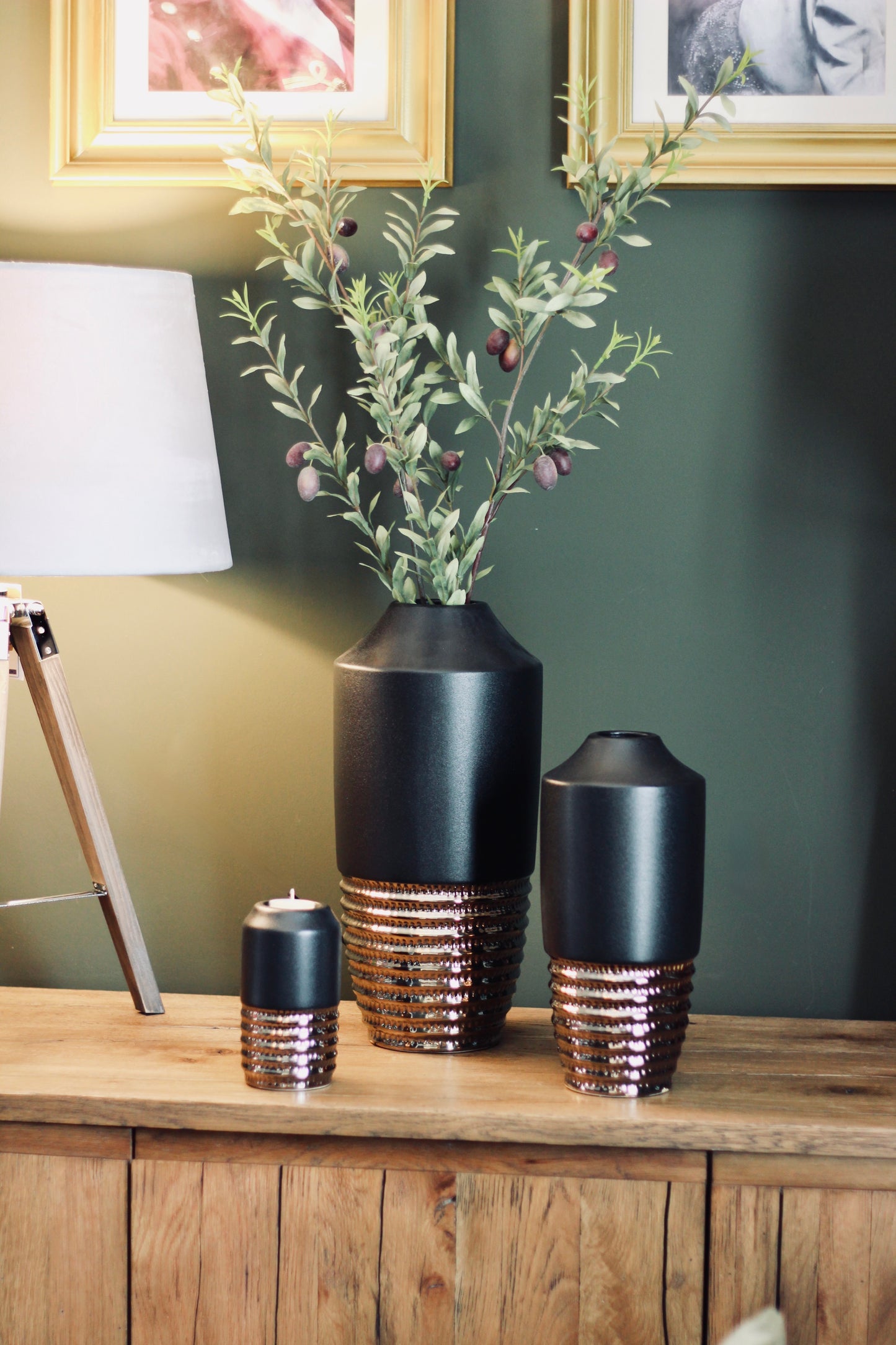 Black & Bronze Textured Vase – decorative vase at Leya Buster Interiors