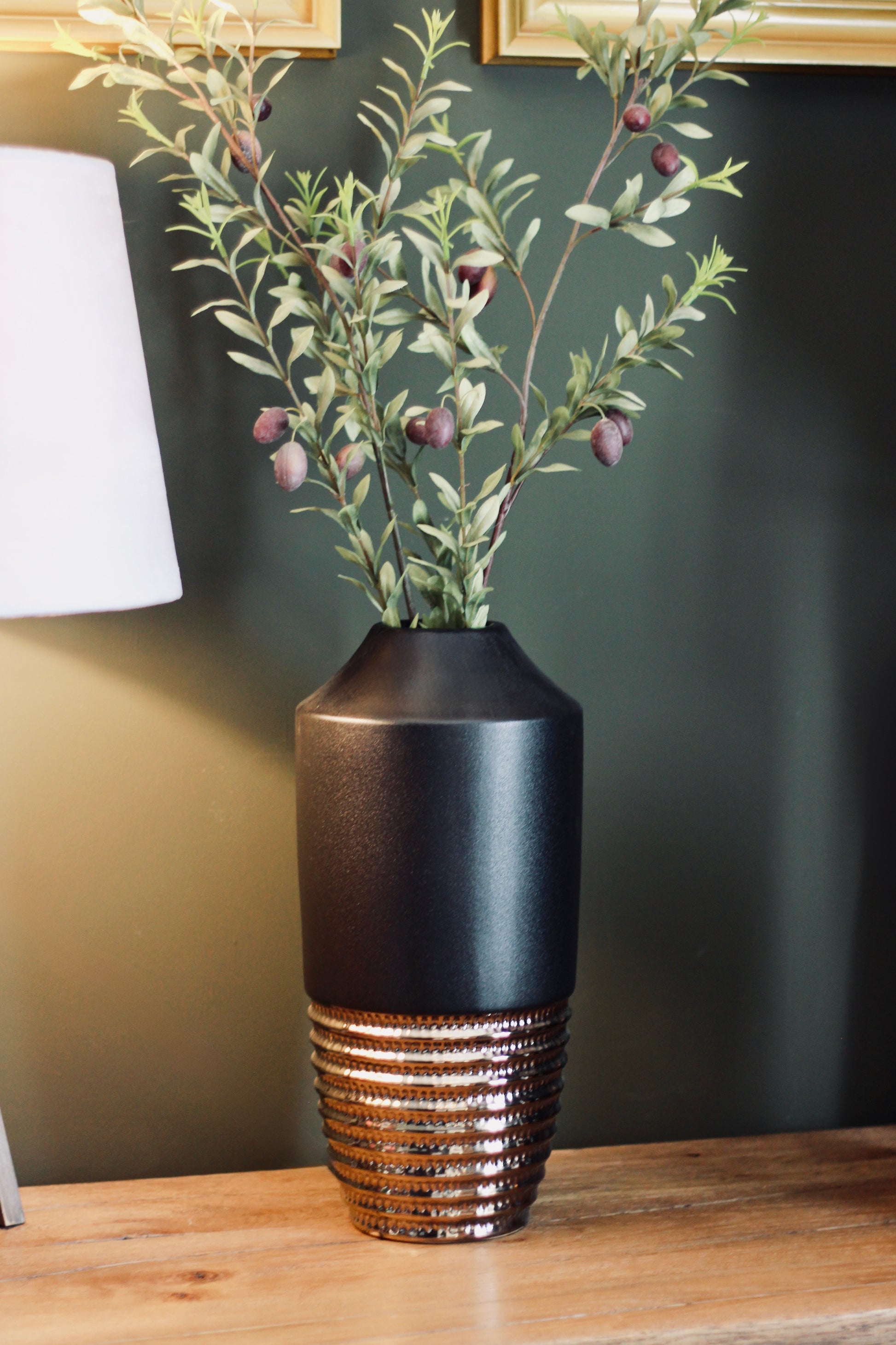 Black & Bronze Textured Vase styled view – Leya Buster Interiors