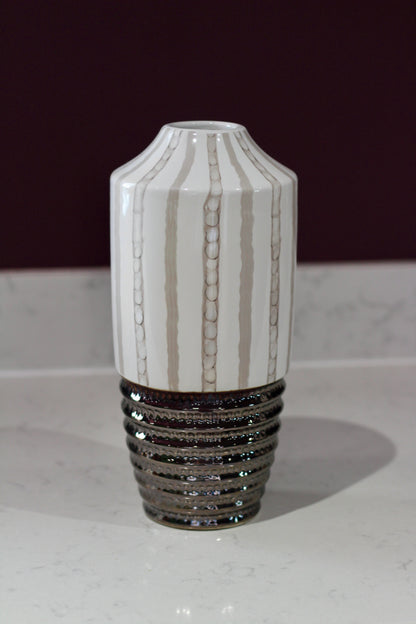 Cream & Bronze Textured Ceramic Vase | Small & Large styled view – Leya Buster Interiors