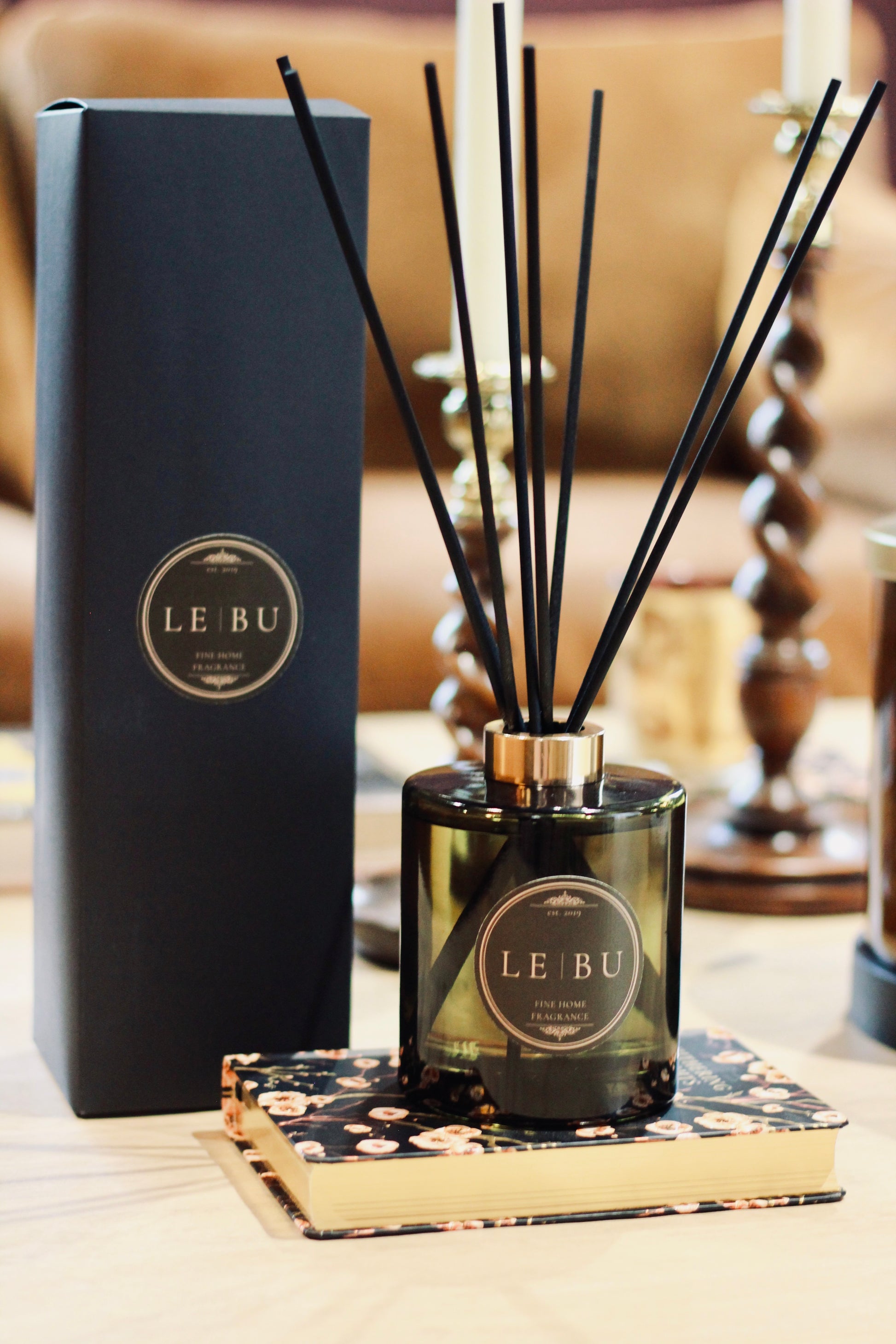 LE | BU fine home fragrance 500ml reed diffuser in signature green glass vessel