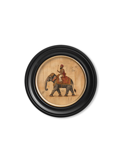 Mughal Emperor on Elephant LF – Oxford round frame styled view – Leya Buster Interiors
