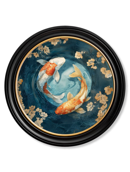 Japanese Koi Carp Dawn – Oxford Round Frame detail – Leya Buster Interiors