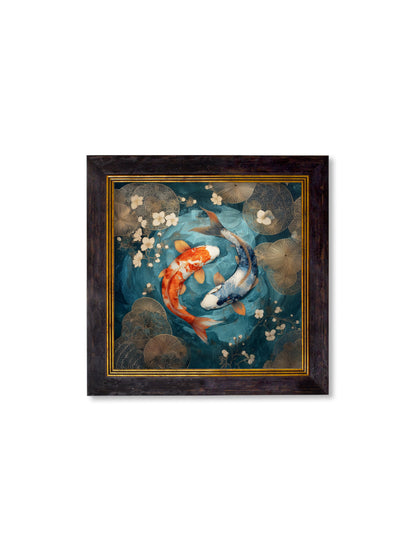 Japanese Koi Carp Dusk – Oxford Square Frame styled view – Leya Buster Interiors