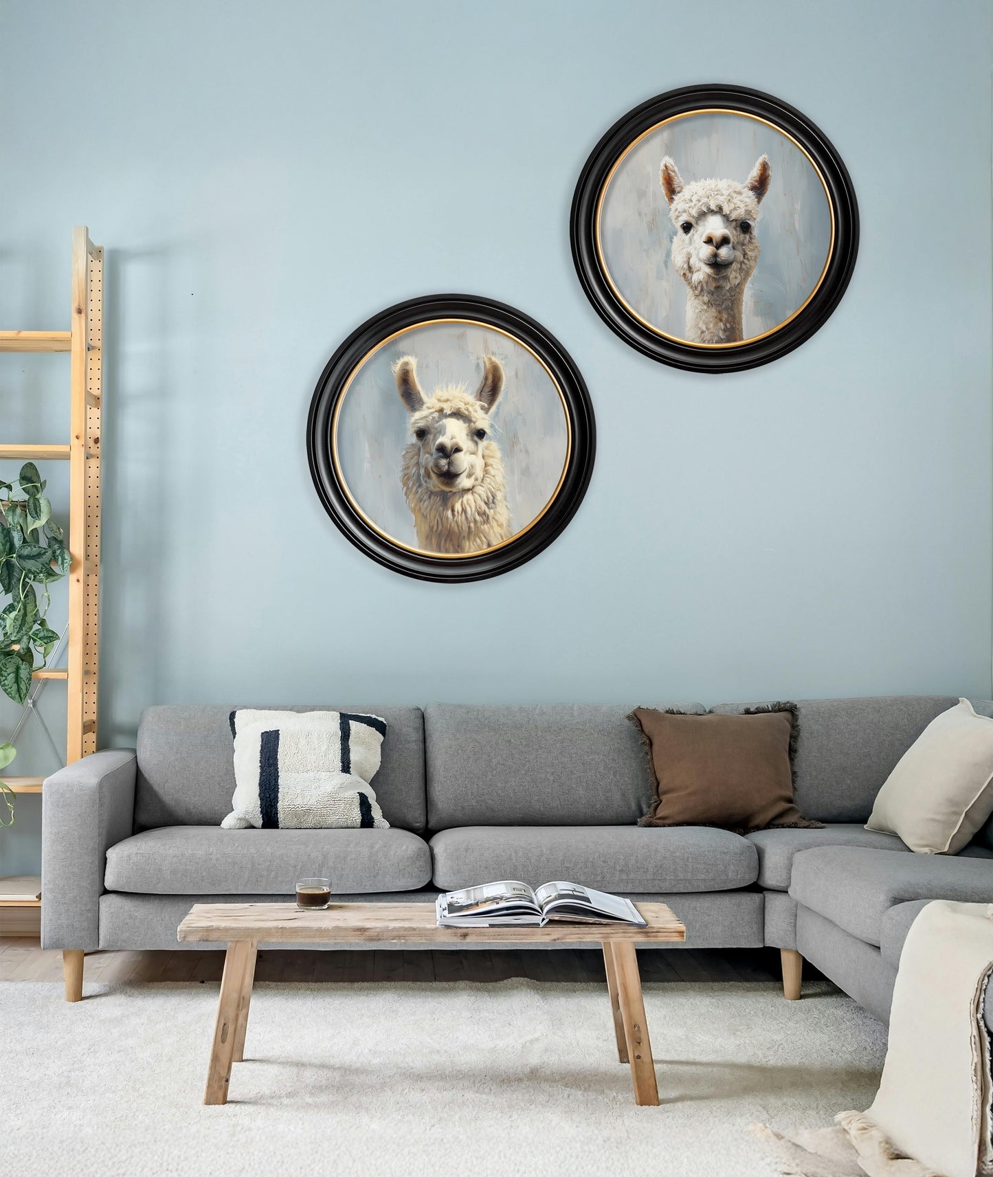 The Goofy Llama – Oxford Round Frame styled view – Leya Buster Interiors
