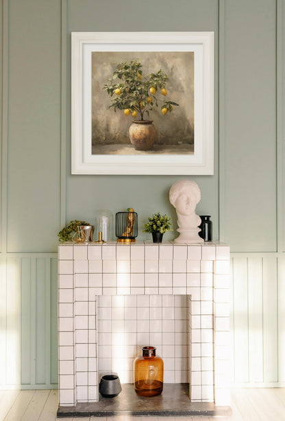 Mediterranean Lemon Tree – Cream Hurstwood Square Frame – framed wall art at Leya Buster Interiors