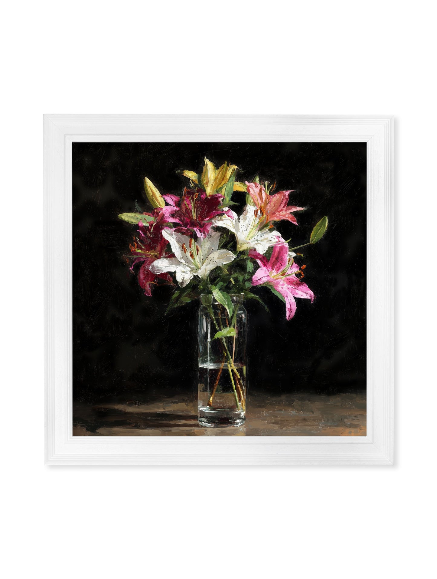 Lilies After Dark – White Hurstwood Square Frame detail – Leya Buster Interiors