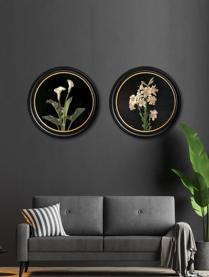 c.1874 George Cochran Lambdin Lillys – Round Frame – framed wall art at Leya Buster Interiors